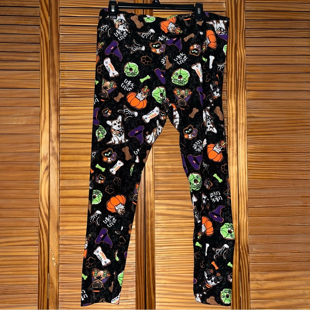 Way to Celebrate Black Halloween Dogs Pull On Leggings XXL(20)